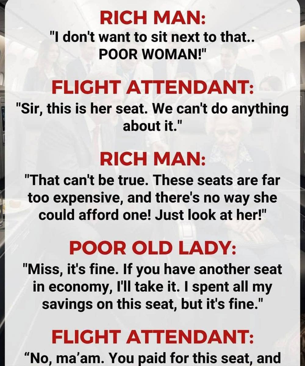 He made fun of an old woman in business class — but then the pilot said ...